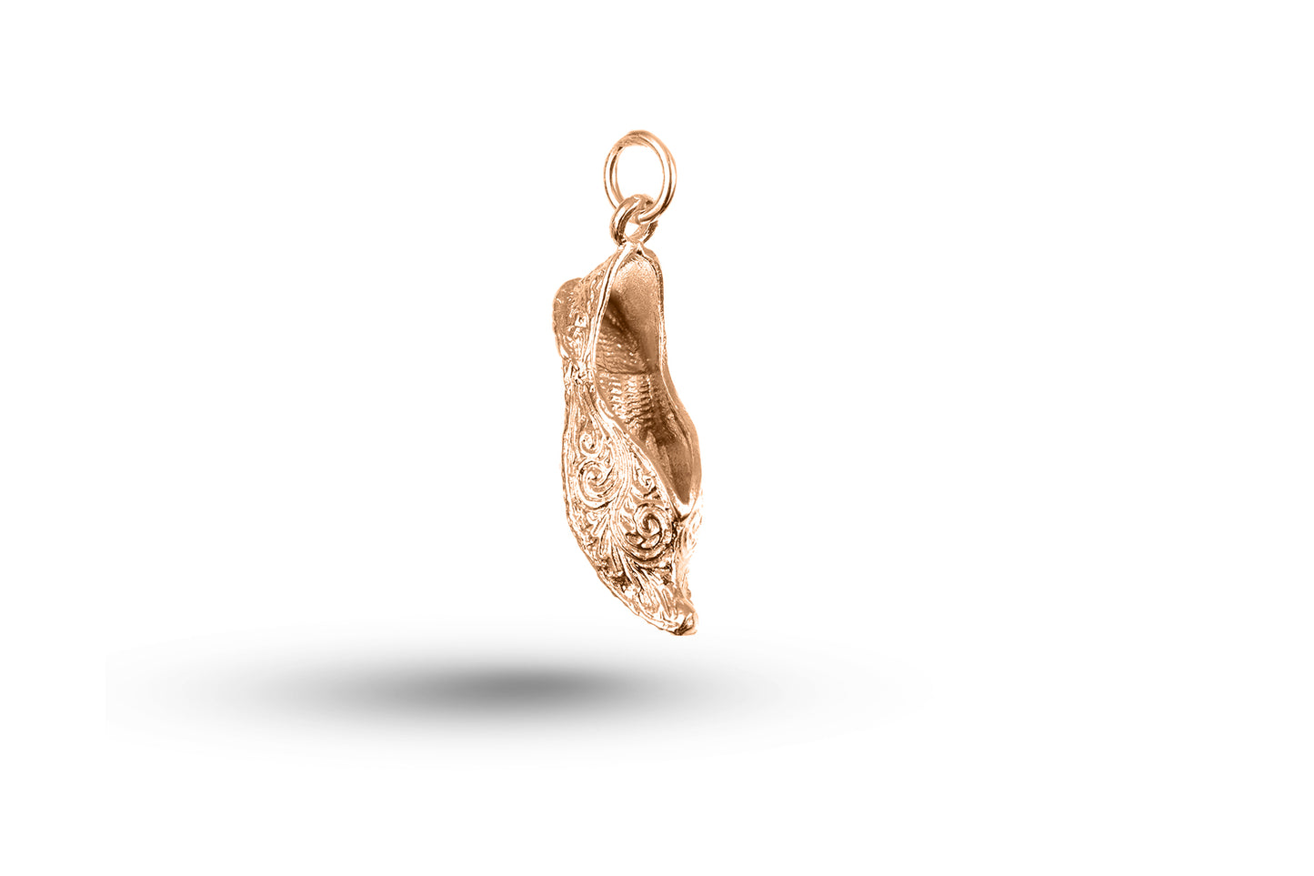 Luxury rose gold Alladin's slipper charm.