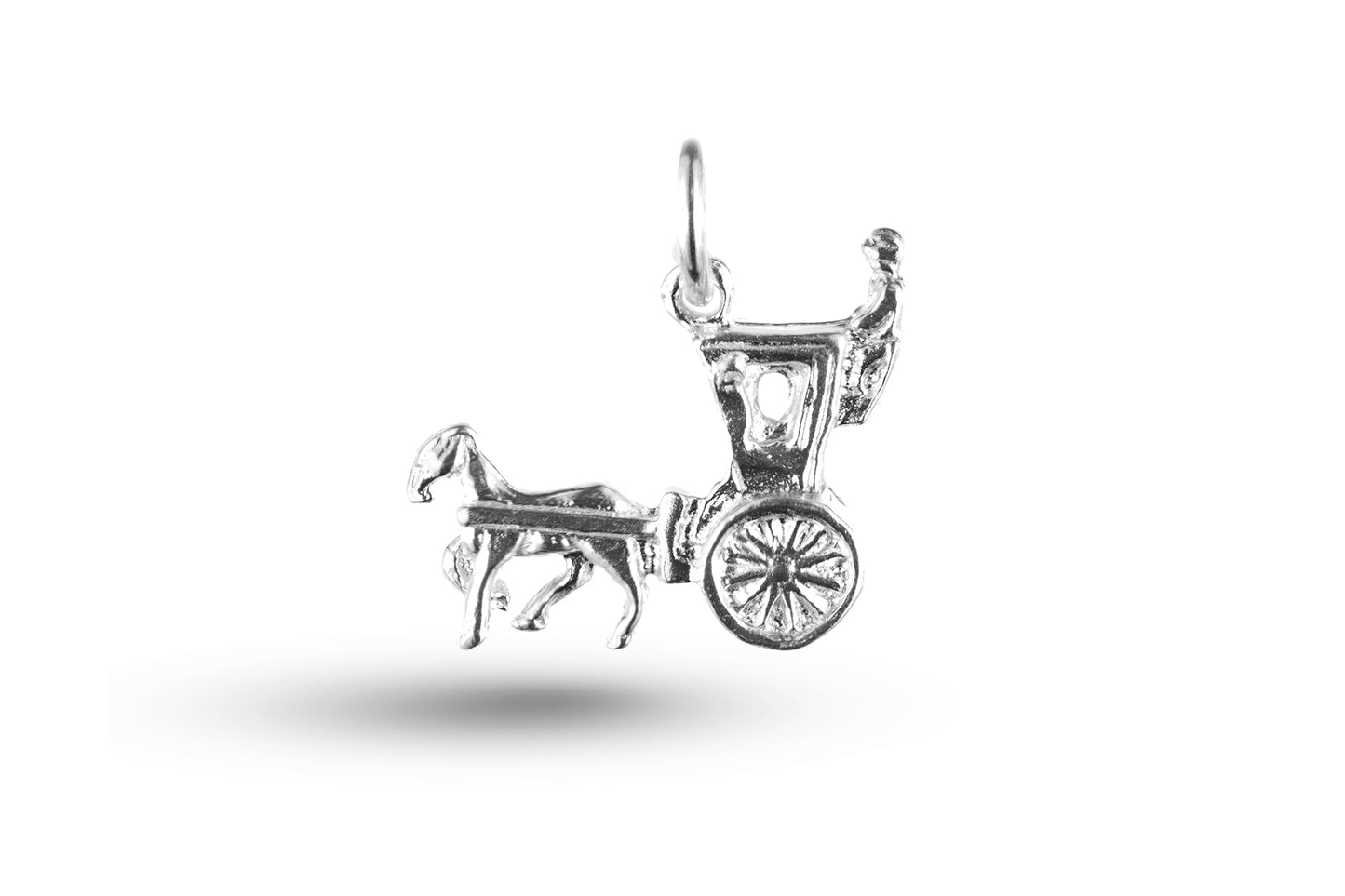White gold Hanson Cab with Horse charm.