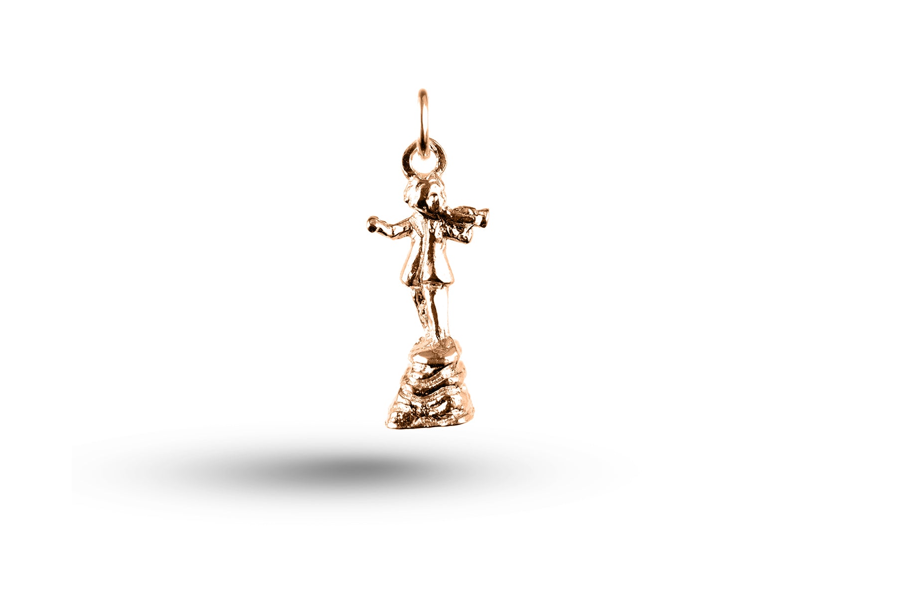 Rose gold Peter Pan Statue charm.