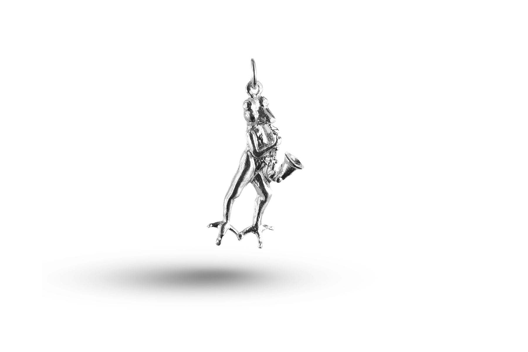White gold Frog and Saxophone charm.
