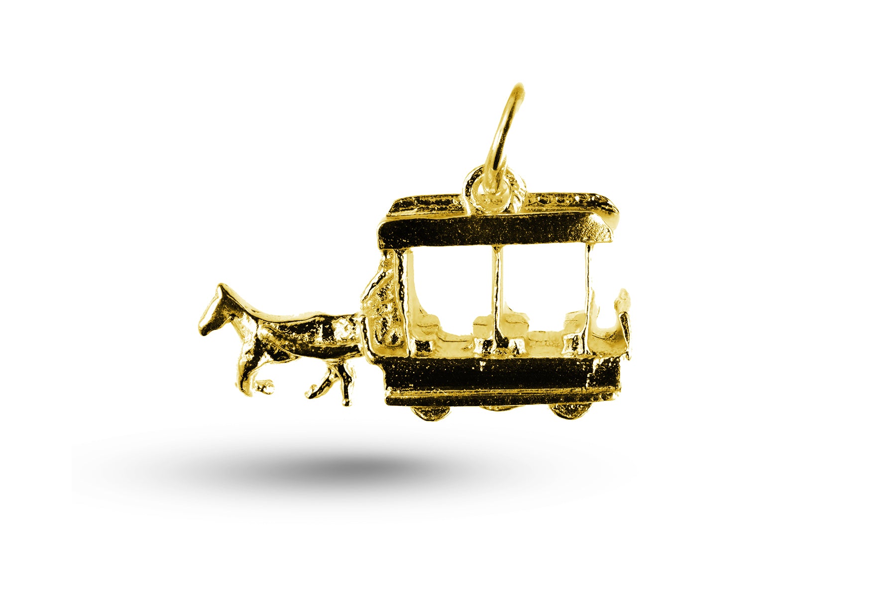 Yellow gold Horse Trolly Car charm.