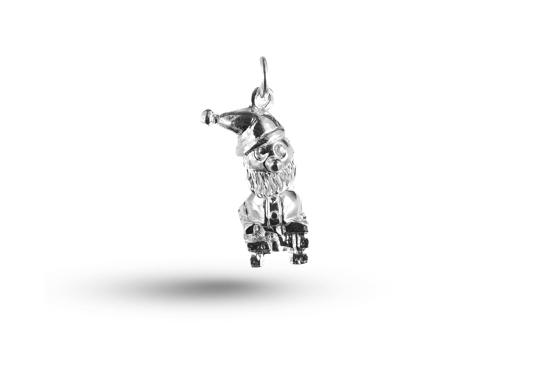 White gold Heavy Father Christmas in Chimney charm.