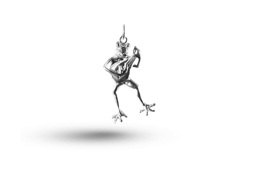 White gold Frog and Guitar charm.