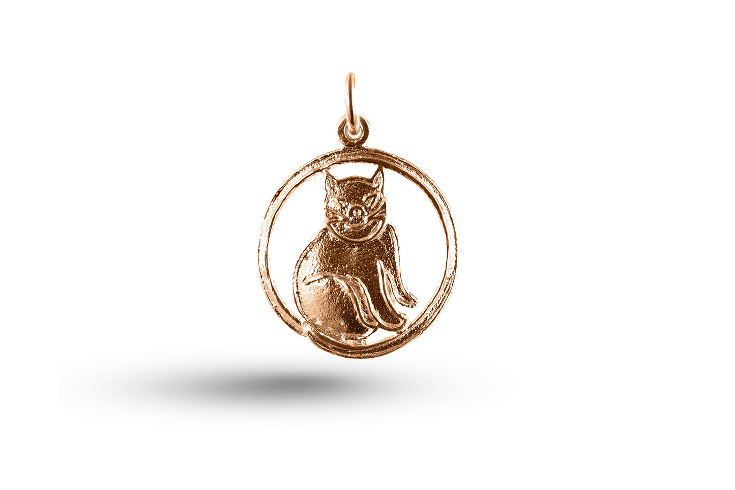 Luxury rose gold Cat in Circle charm.