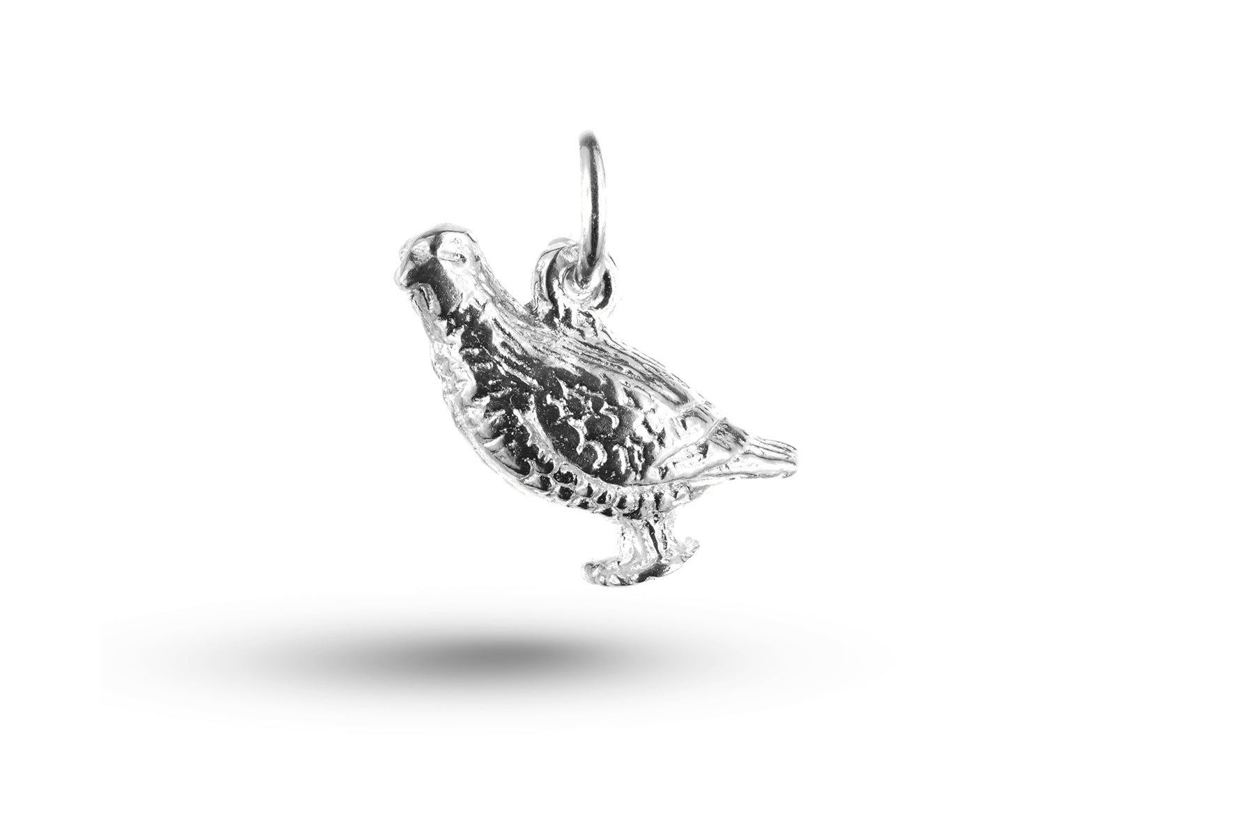 White gold Standing Grouse charm.