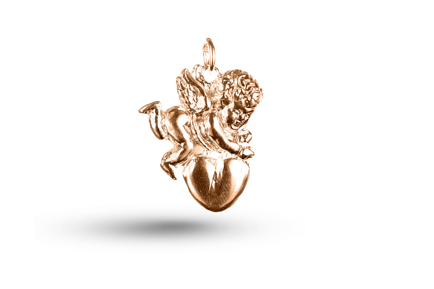 Rose gold Cupid and Heart charm.