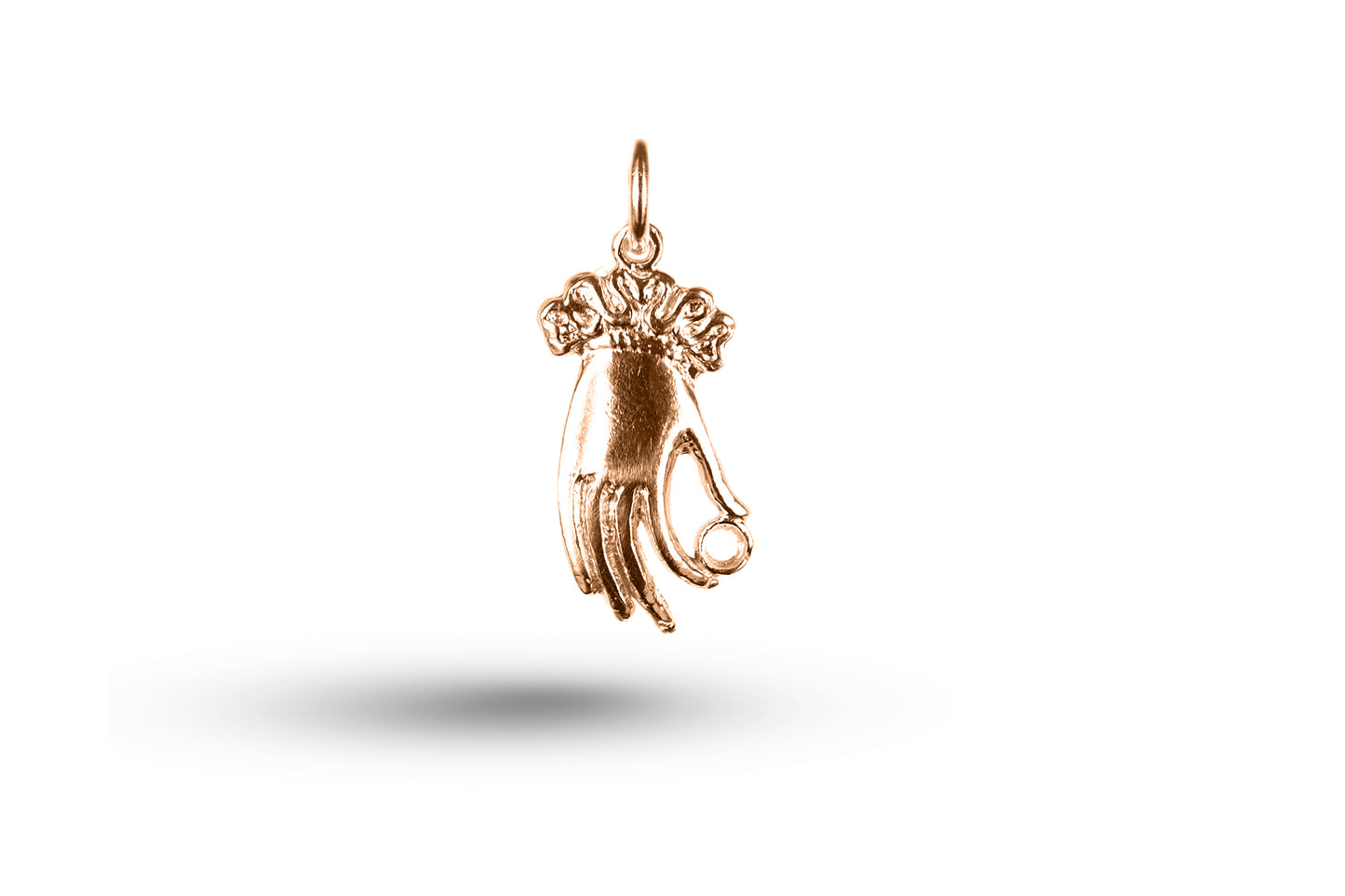 Luxury rose gold Art Nouveau hand with ring charm.