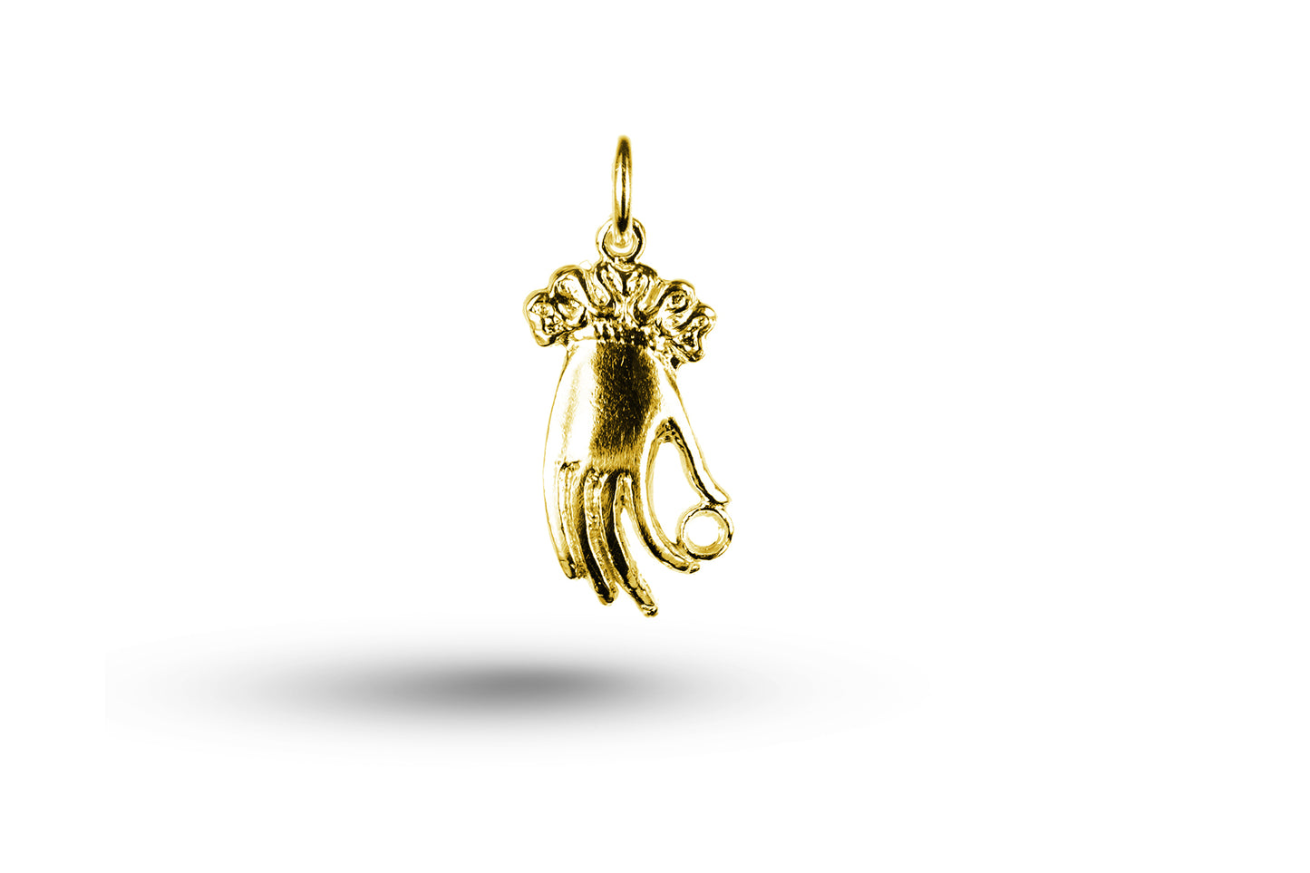 Luxury yellow gold Art Nouveau hand with ring charm.