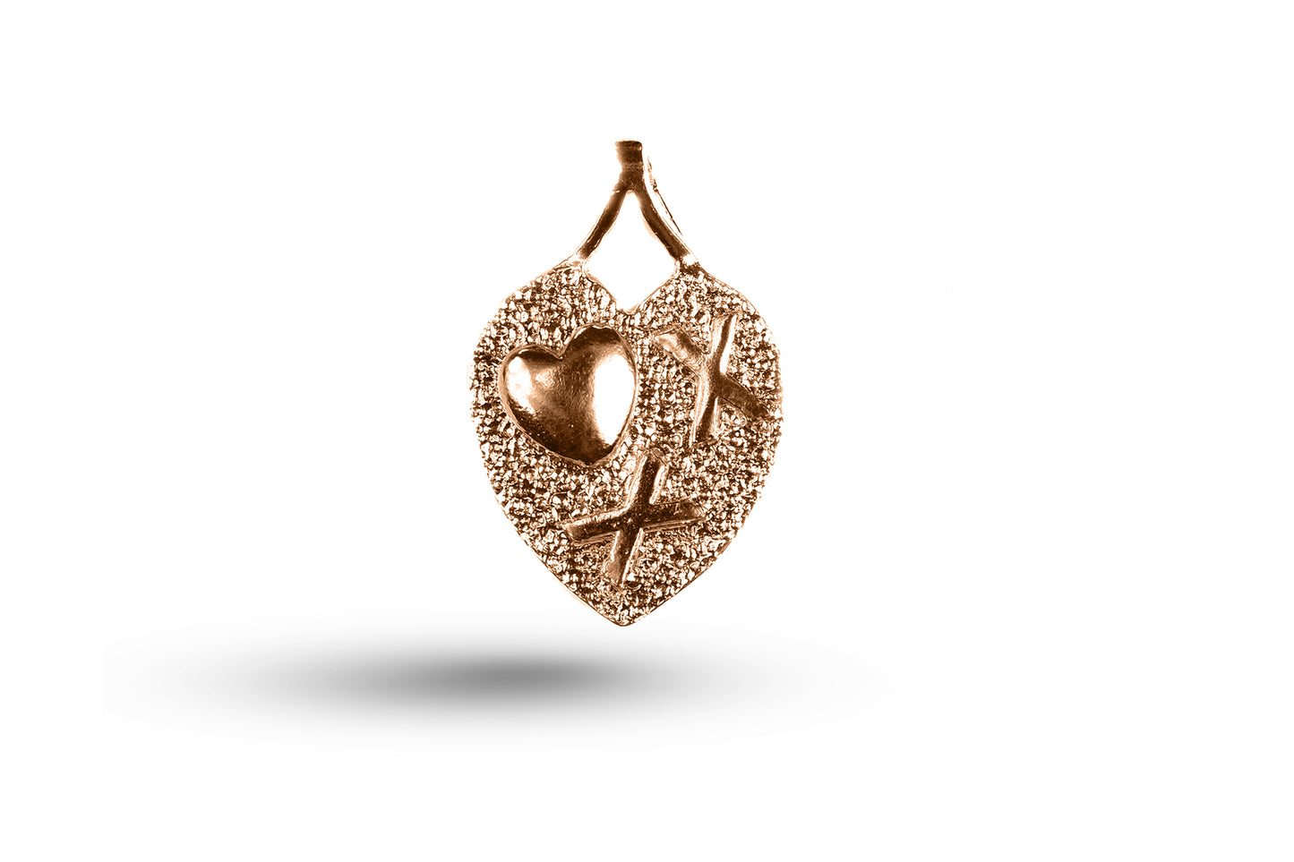 Rose gold Heart and Kisses charm.