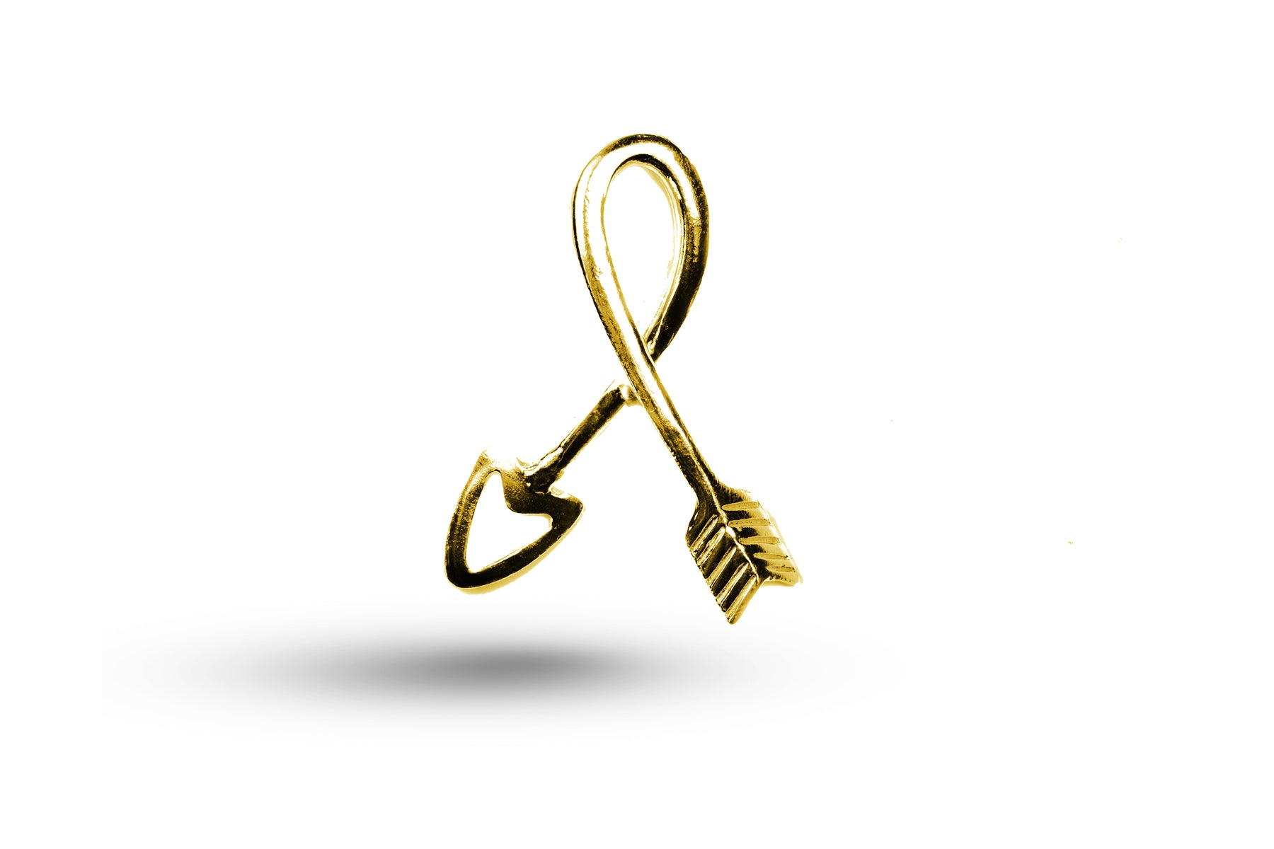 Luxury yellow gold bent love arrow charm.