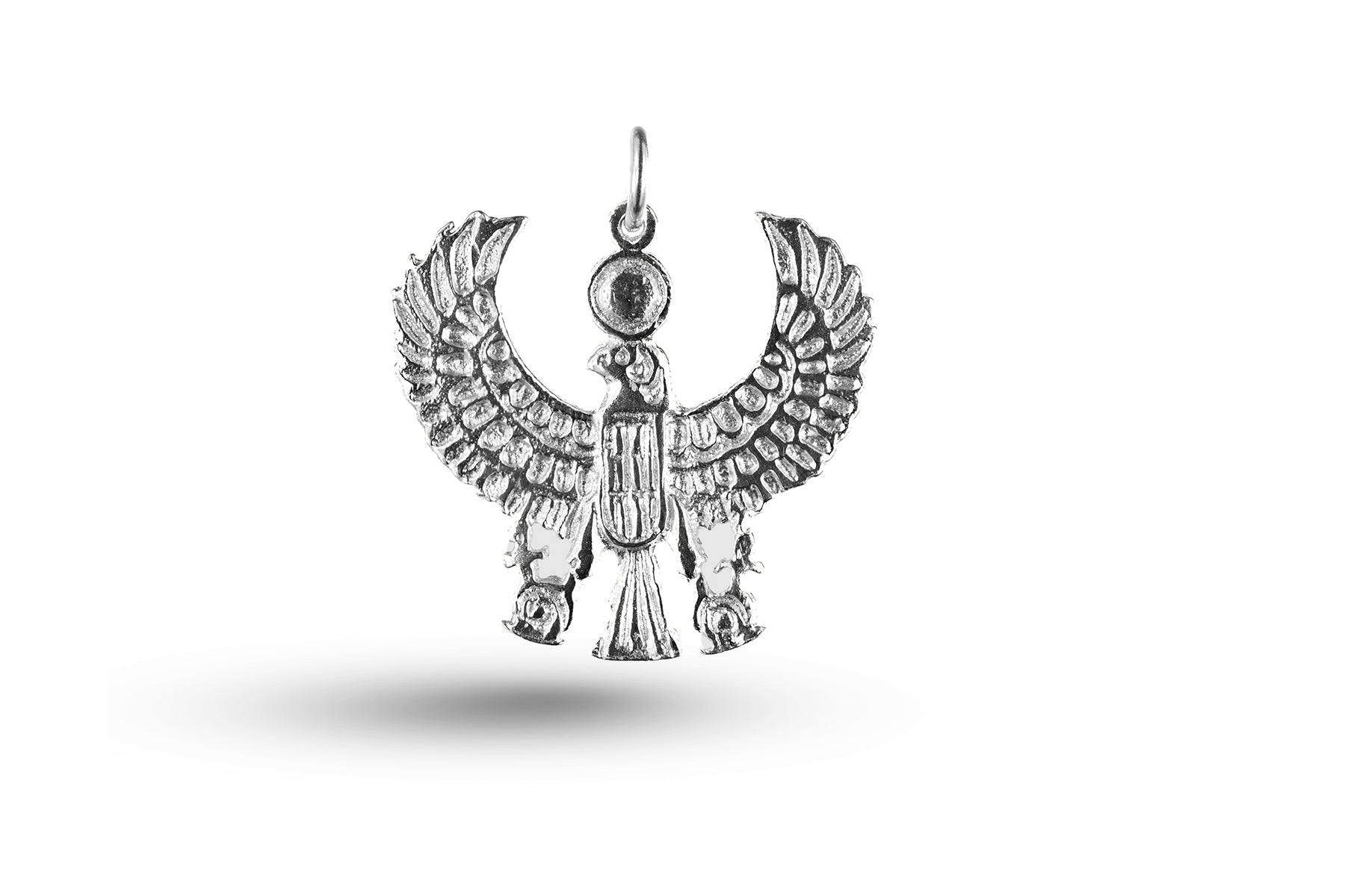 White gold Horus Winged Falcon charm.