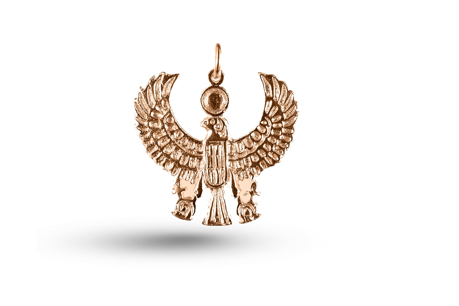 Rose gold Horus Winged Falcon charm.