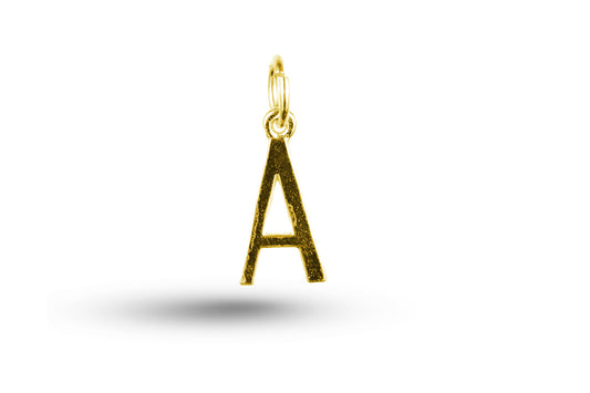 Yellow Gold Alphabet Letter A Charm
