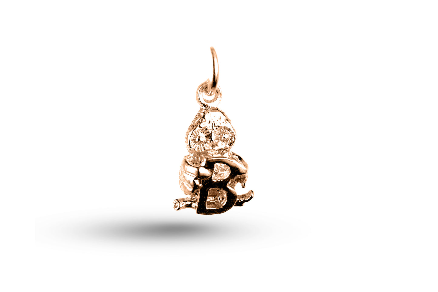 Rose gold Owl Alphabet B Letter charm.