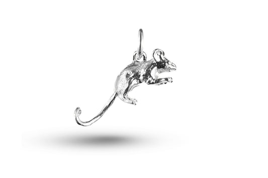 White gold Rat charm.