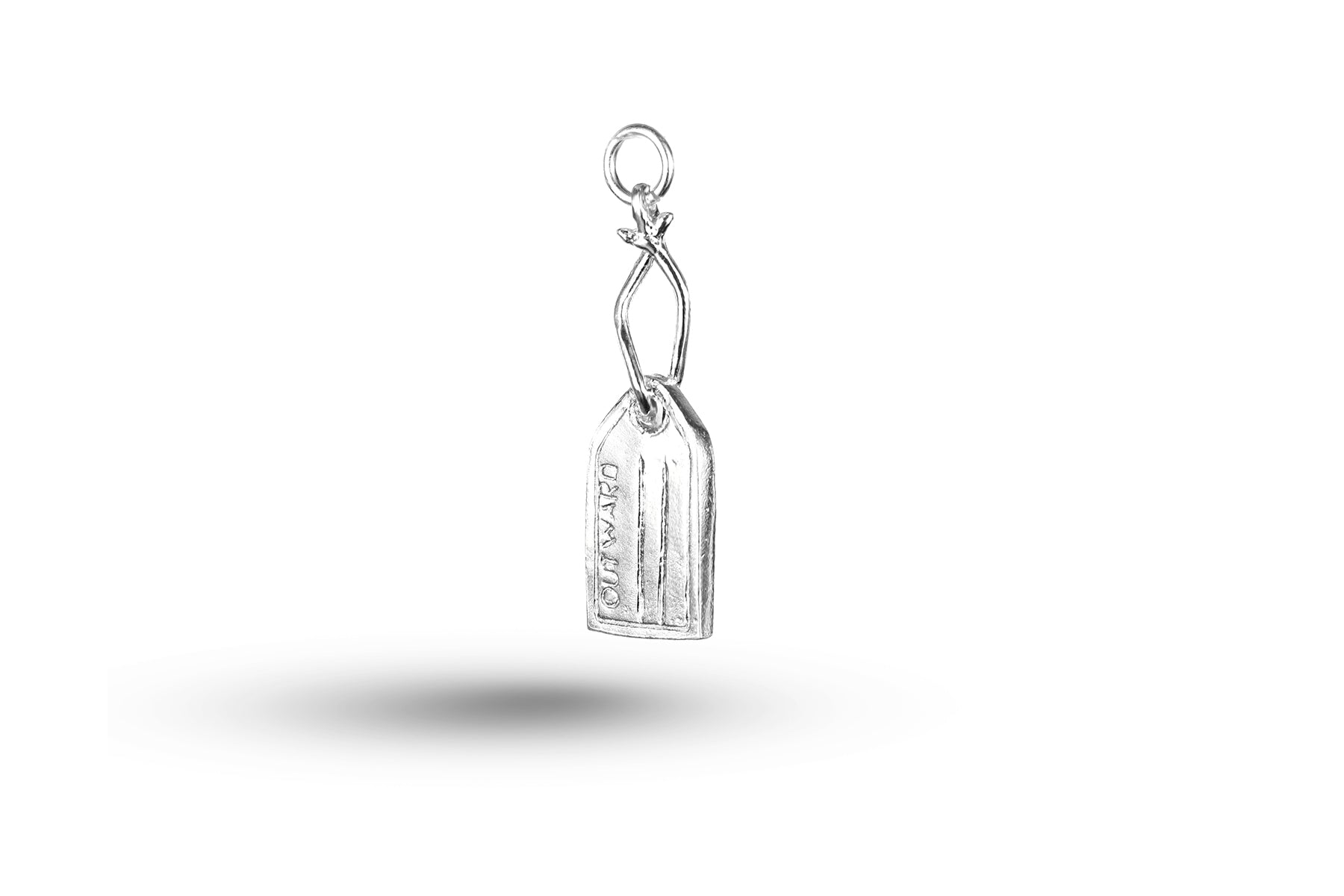 White gold Luggage Label charm.