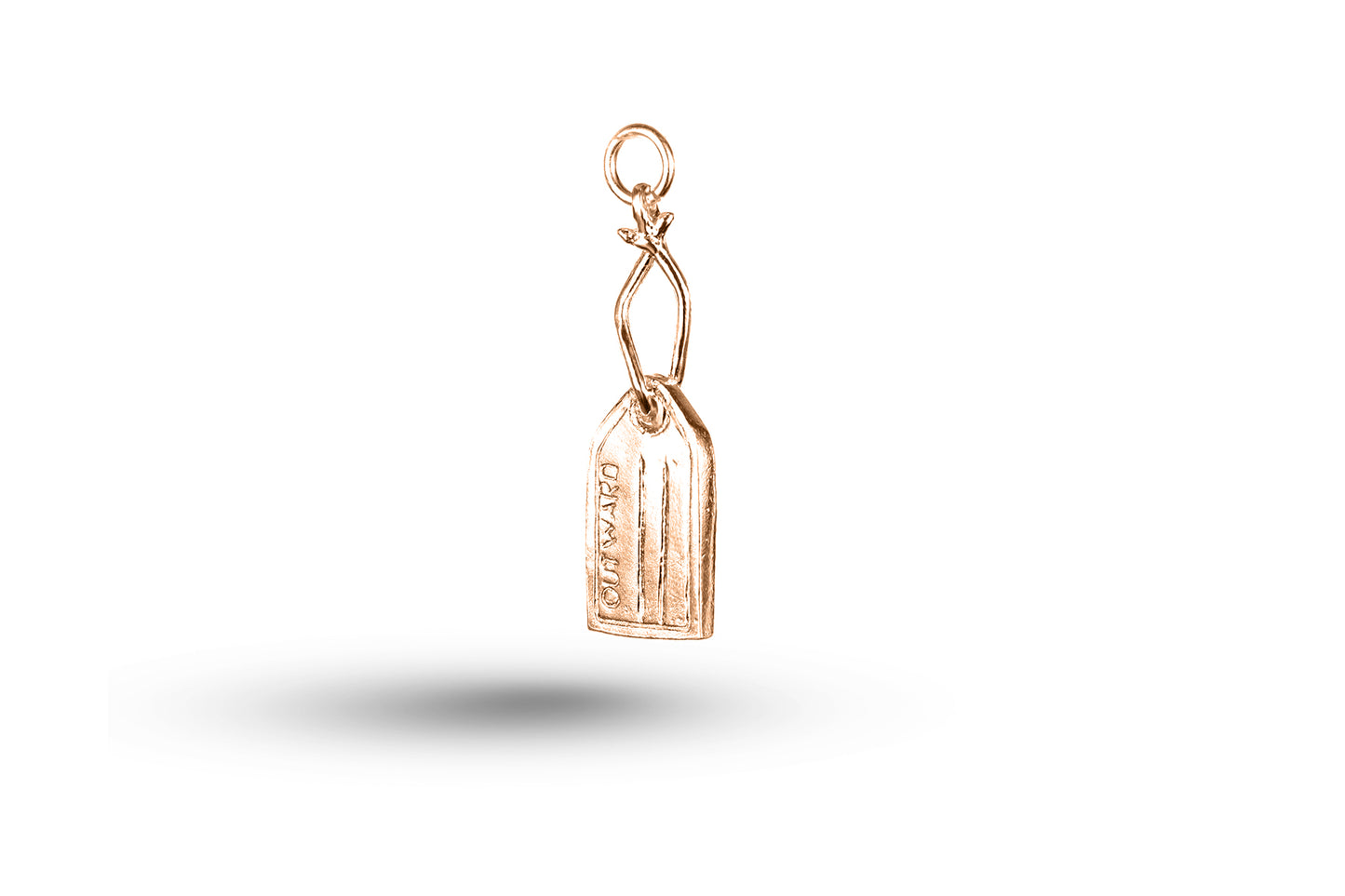 Rose gold Luggage Label charm.