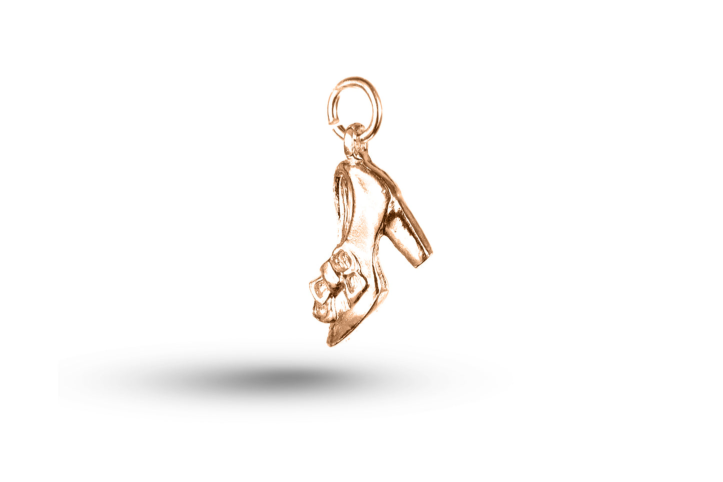 Rose gold Ladies Heeled Shoe with Bow charm.