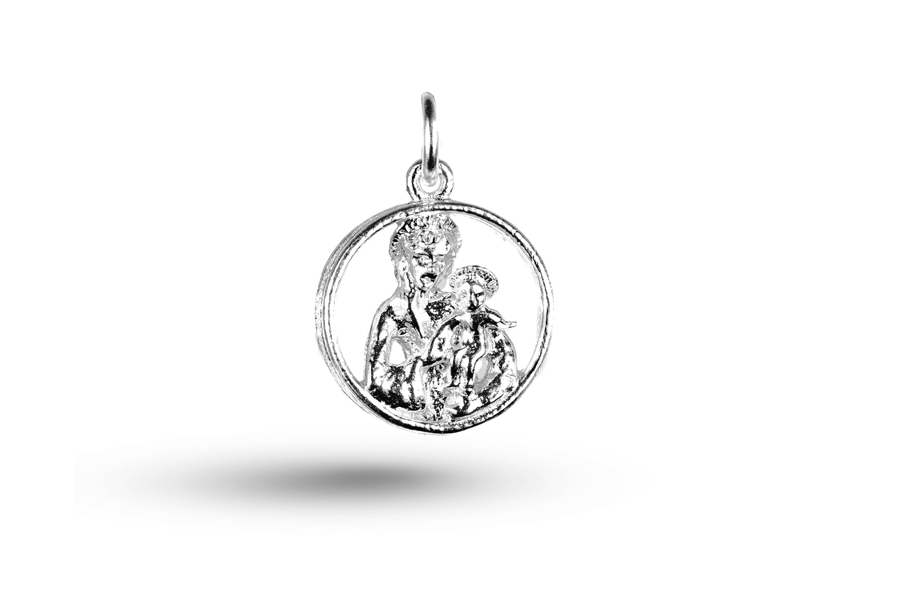 White gold Madonna and Child in Surround charm.