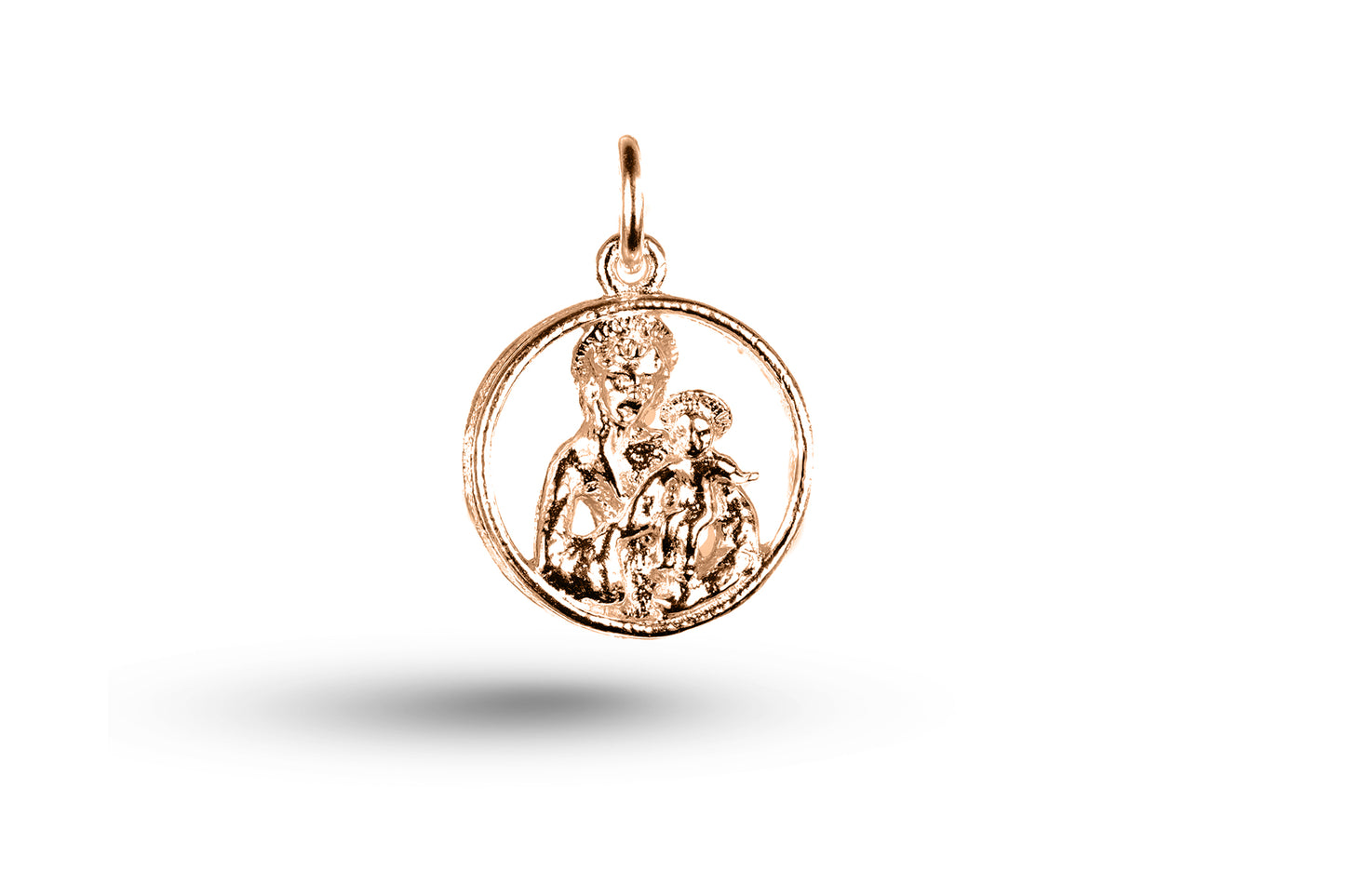 Rose gold Madonna and Child in Surround charm.
