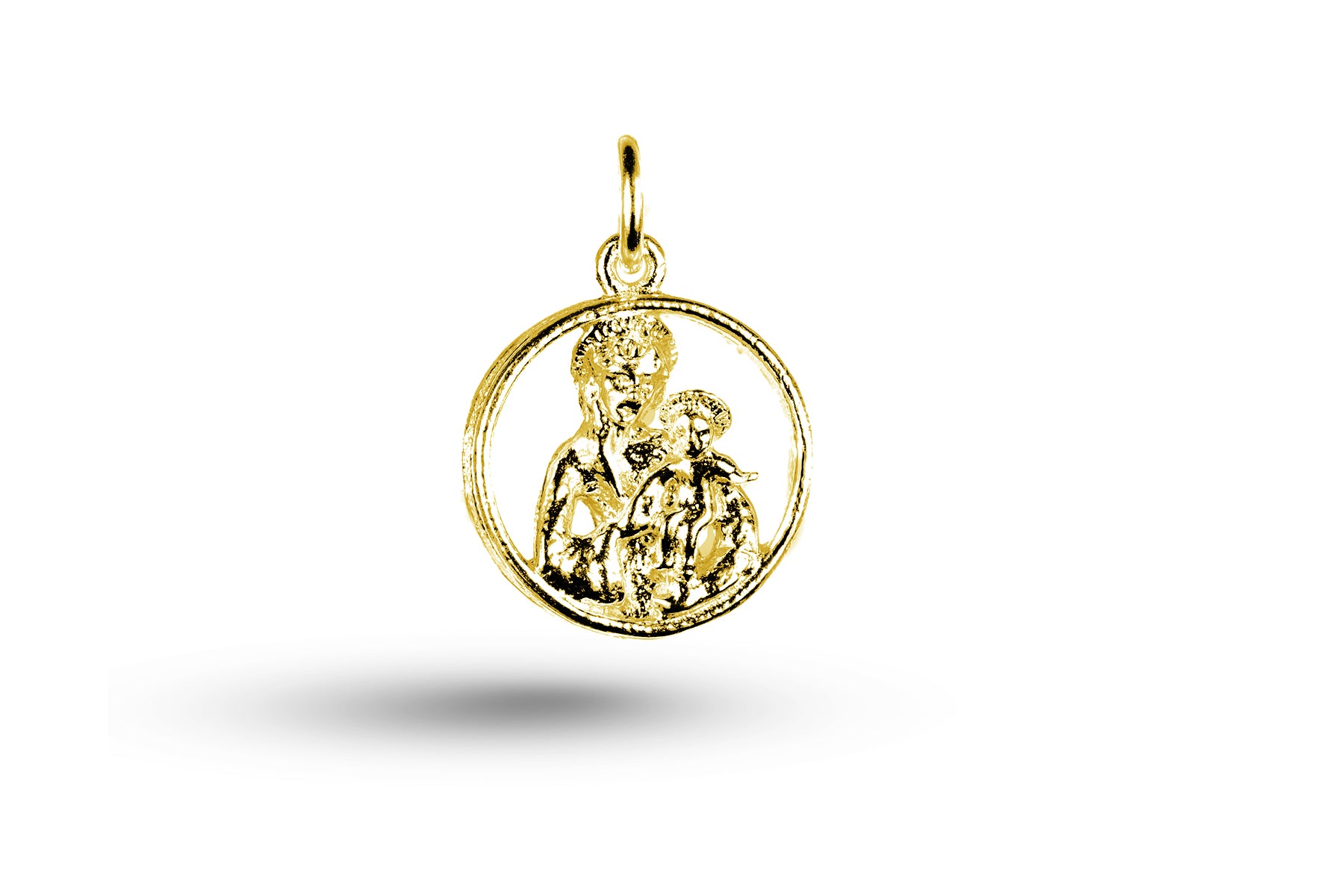 Yellow gold Madonna and Child in Surround charm.