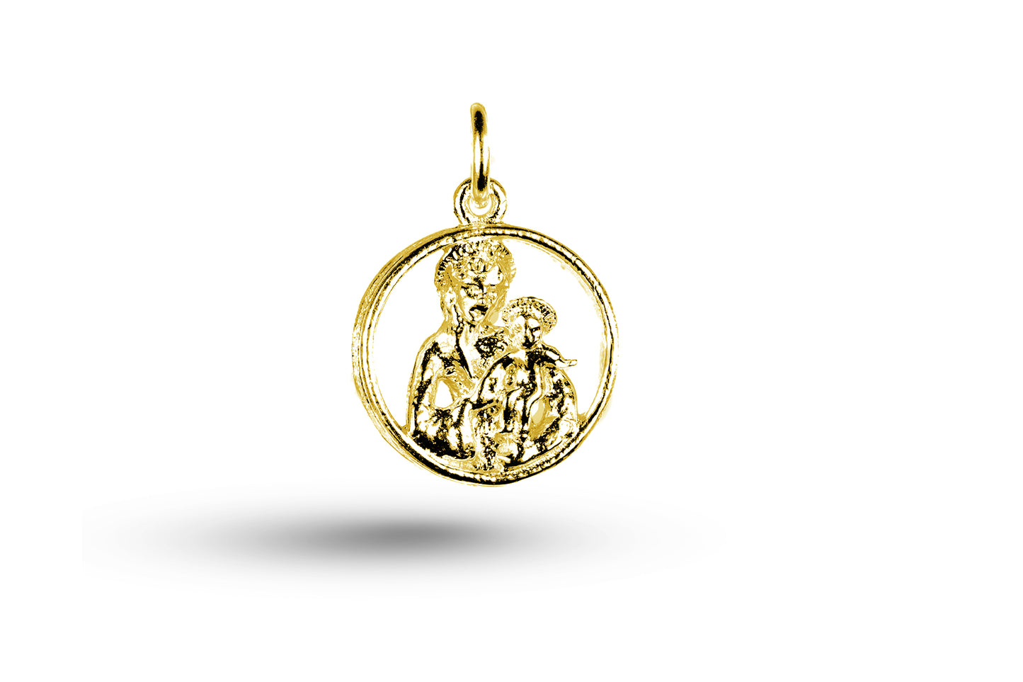 Yellow gold Madonna and Child in Surround charm.