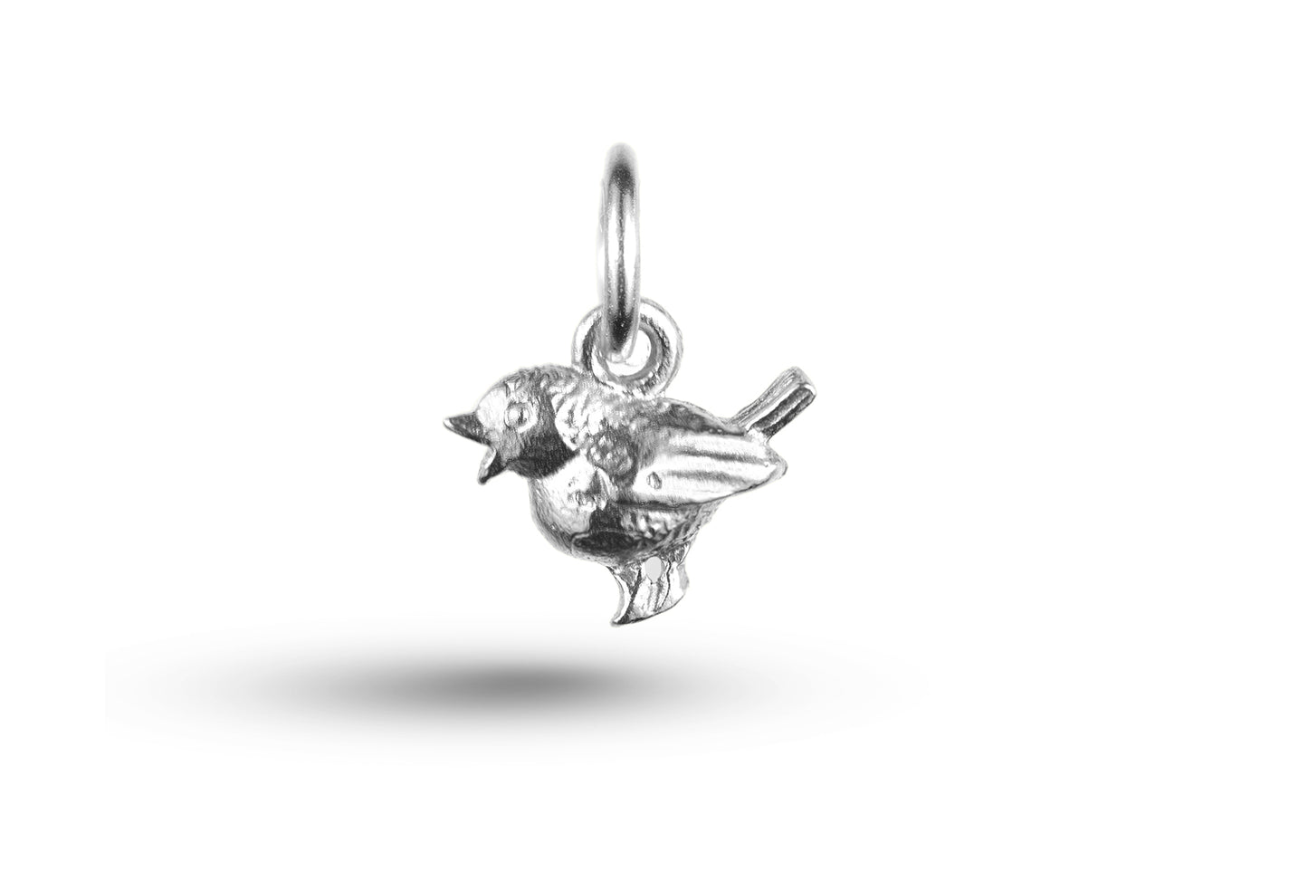 White gold Christmas Robin charm.