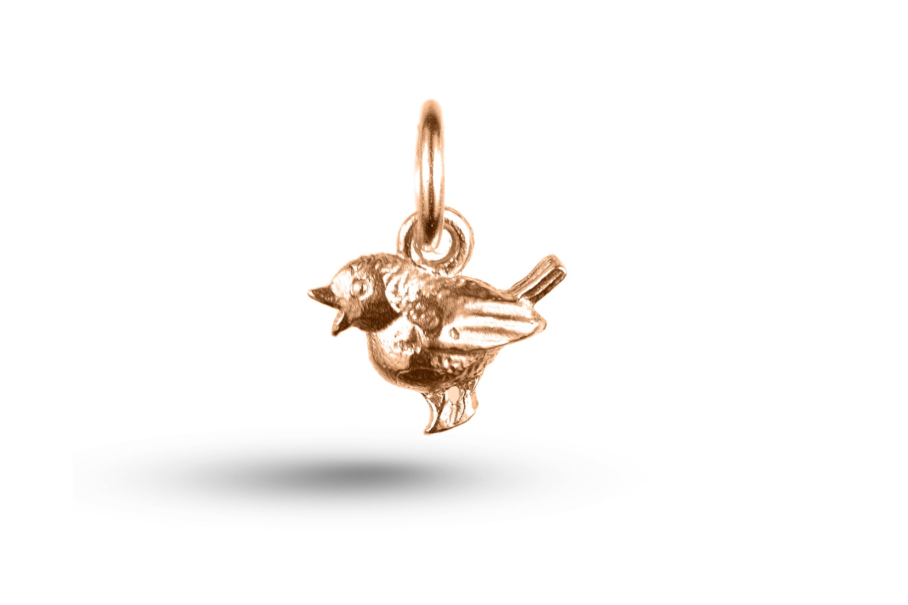 Rose gold Christmas Robin charm.