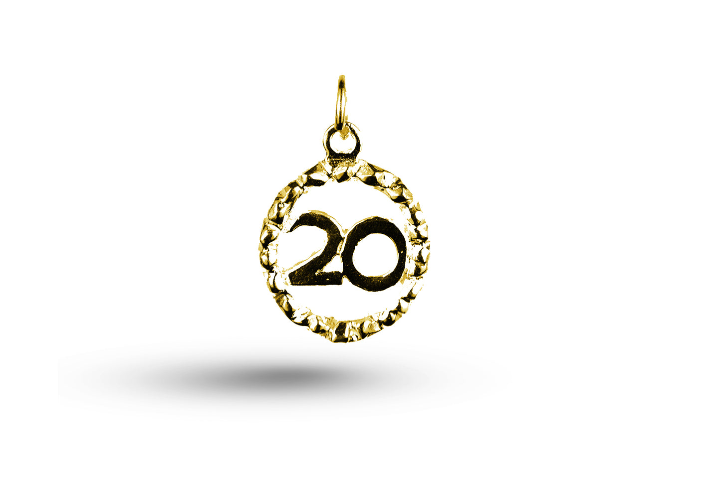 Luxury yellow gold Birthday 20 in Circle charm.