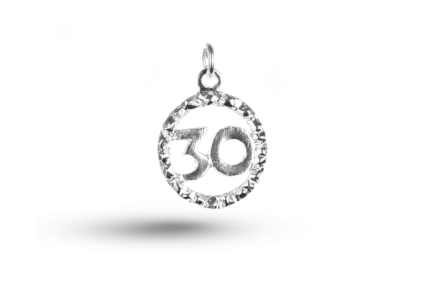 Luxury white gold Birthday 30 in Circle charm.