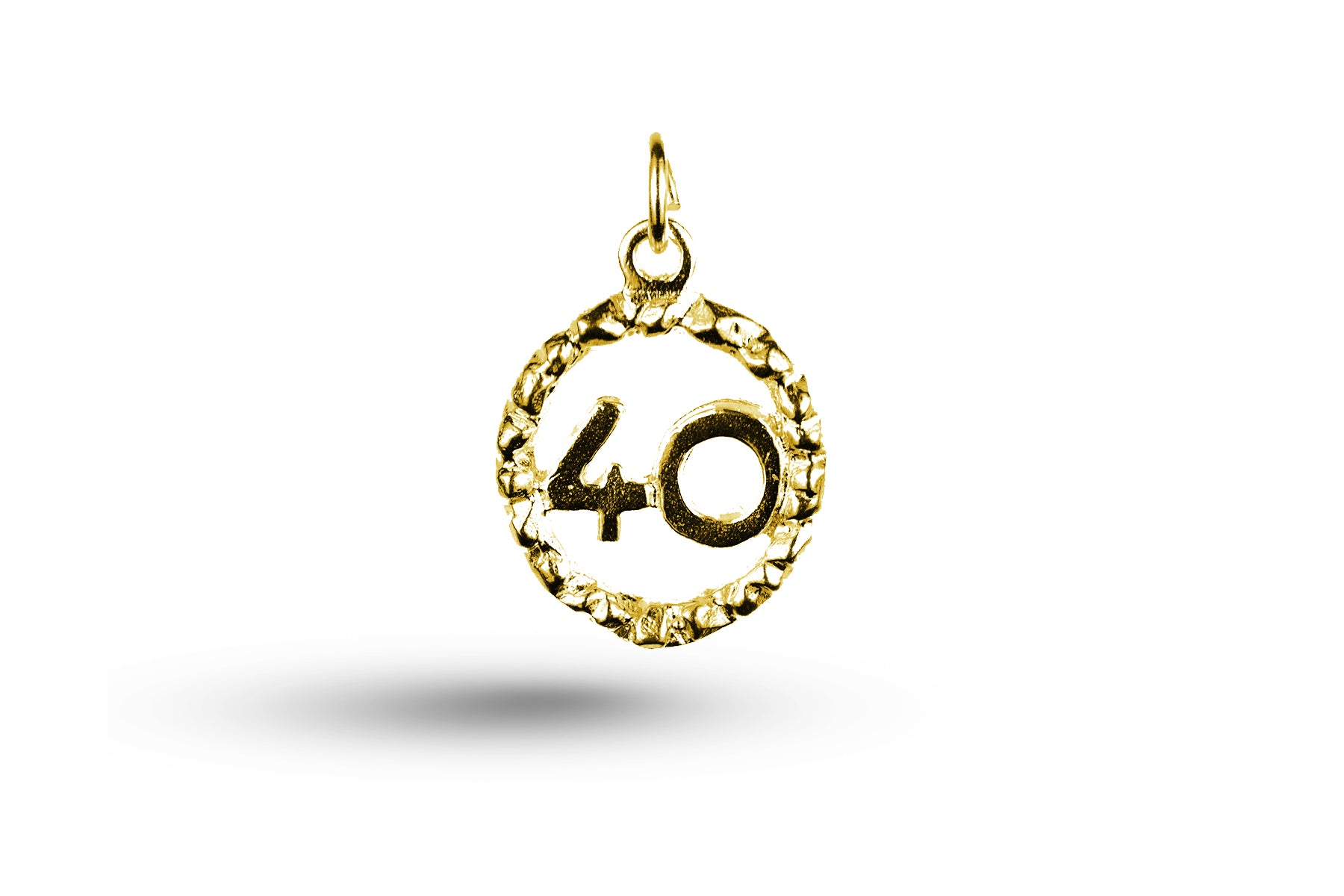 Luxury yellow gold Birthday 40 in Circle charm.