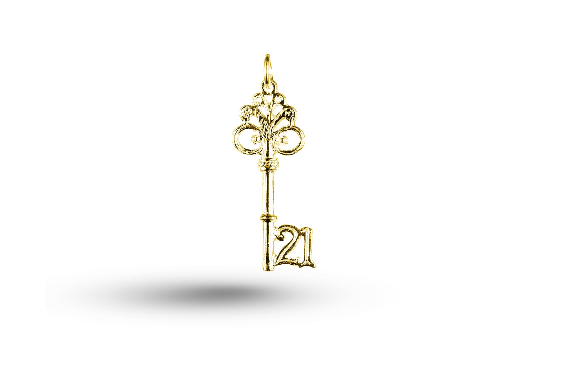Yellow gold Ornate Birthday 21 Key charm.
