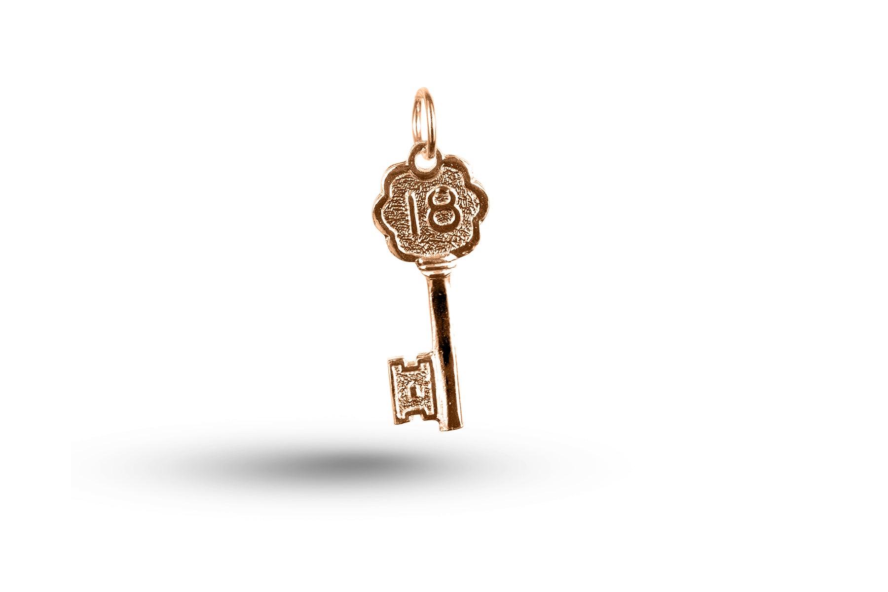 Rose gold Birthday 18 Key charm.