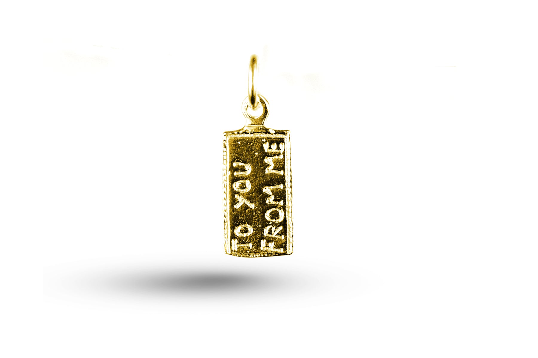 Yellow gold To You From Me charm.