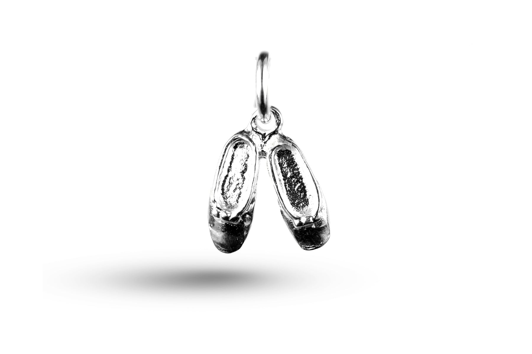 Luxury white gold Childs Ballet Slippers charm.