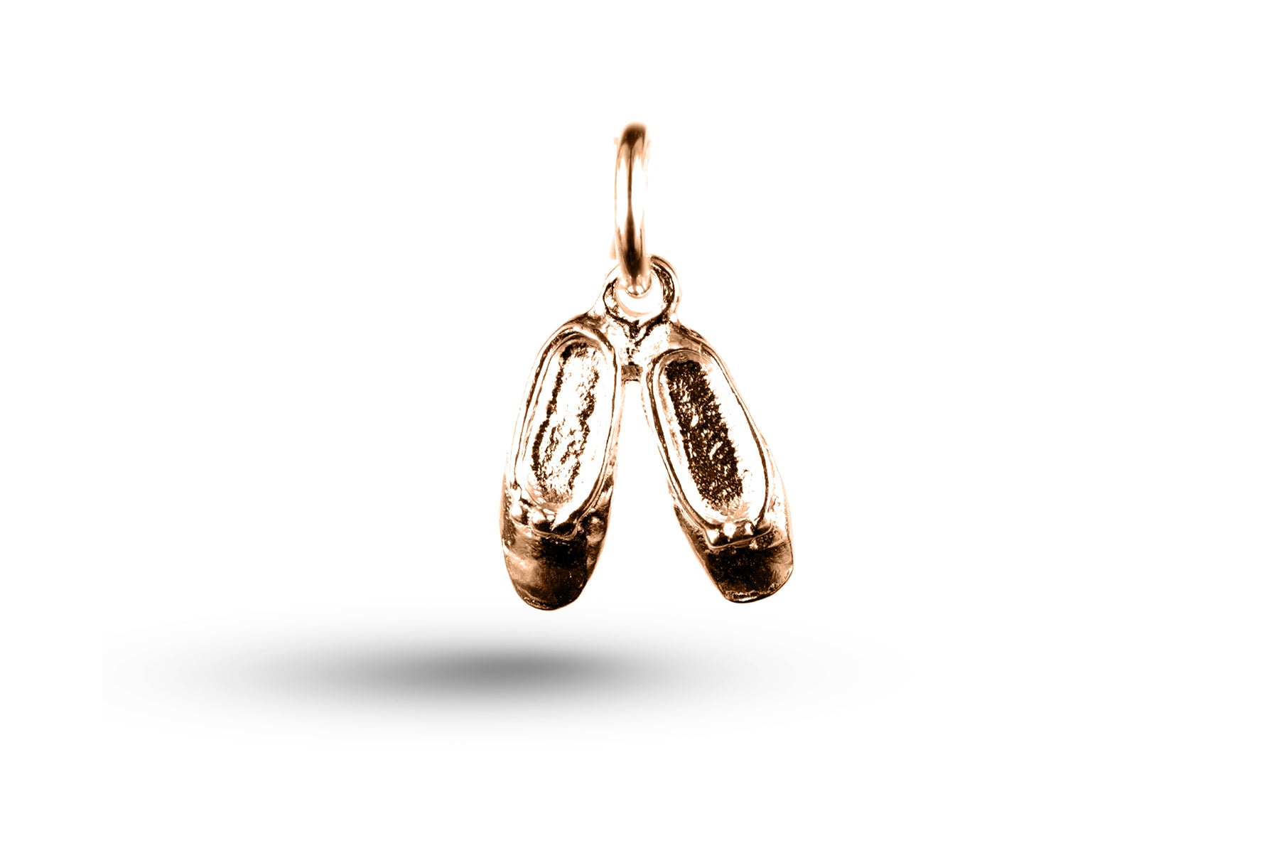 Luxury rose gold Childs Ballet Slippers charm.