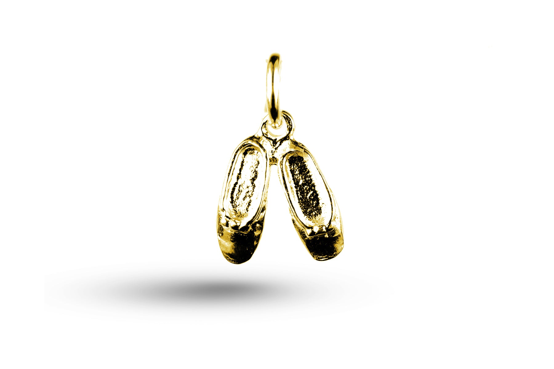 Luxury yellow gold Childs Ballet Slippers charm.