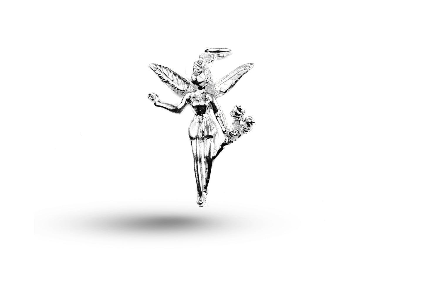 White gold Fairy with Roses charm.