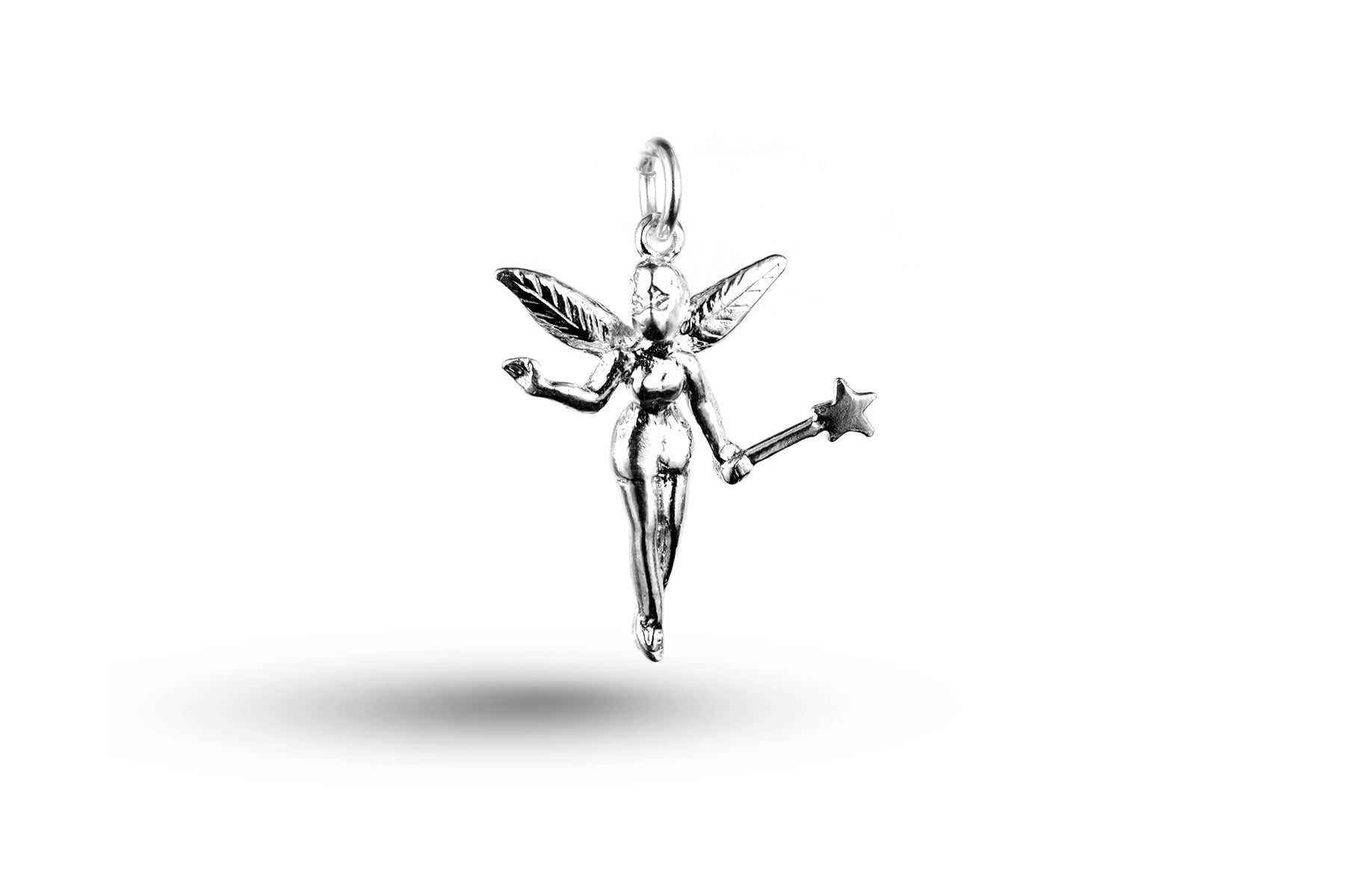 White gold Fairy with Wand charm.