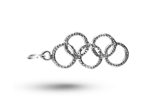 White gold Olympic Rings charm.