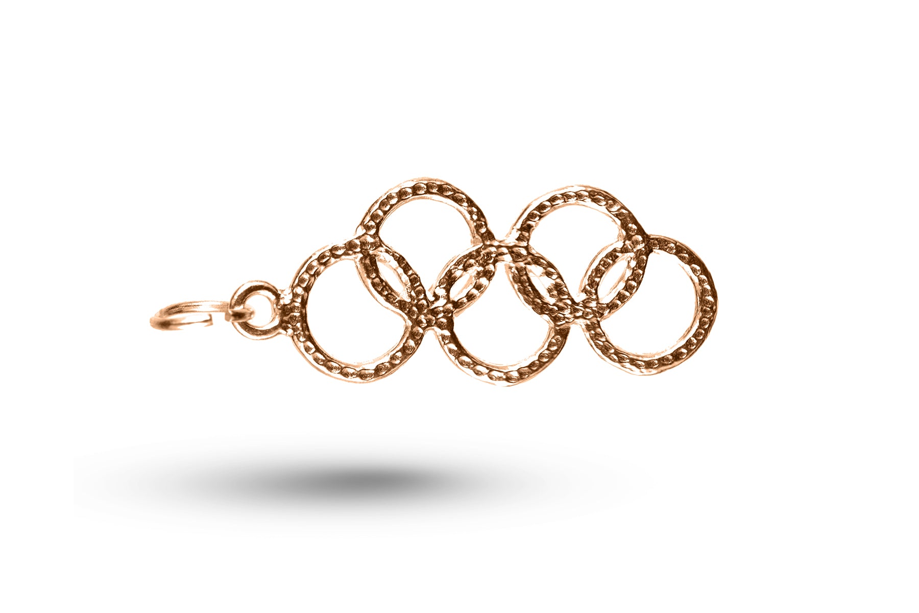 Rose gold Olympic Rings charm.