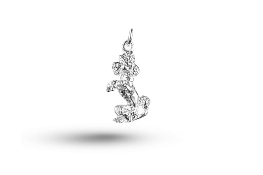 Luxury white gold Begging Poodle Dog charm.