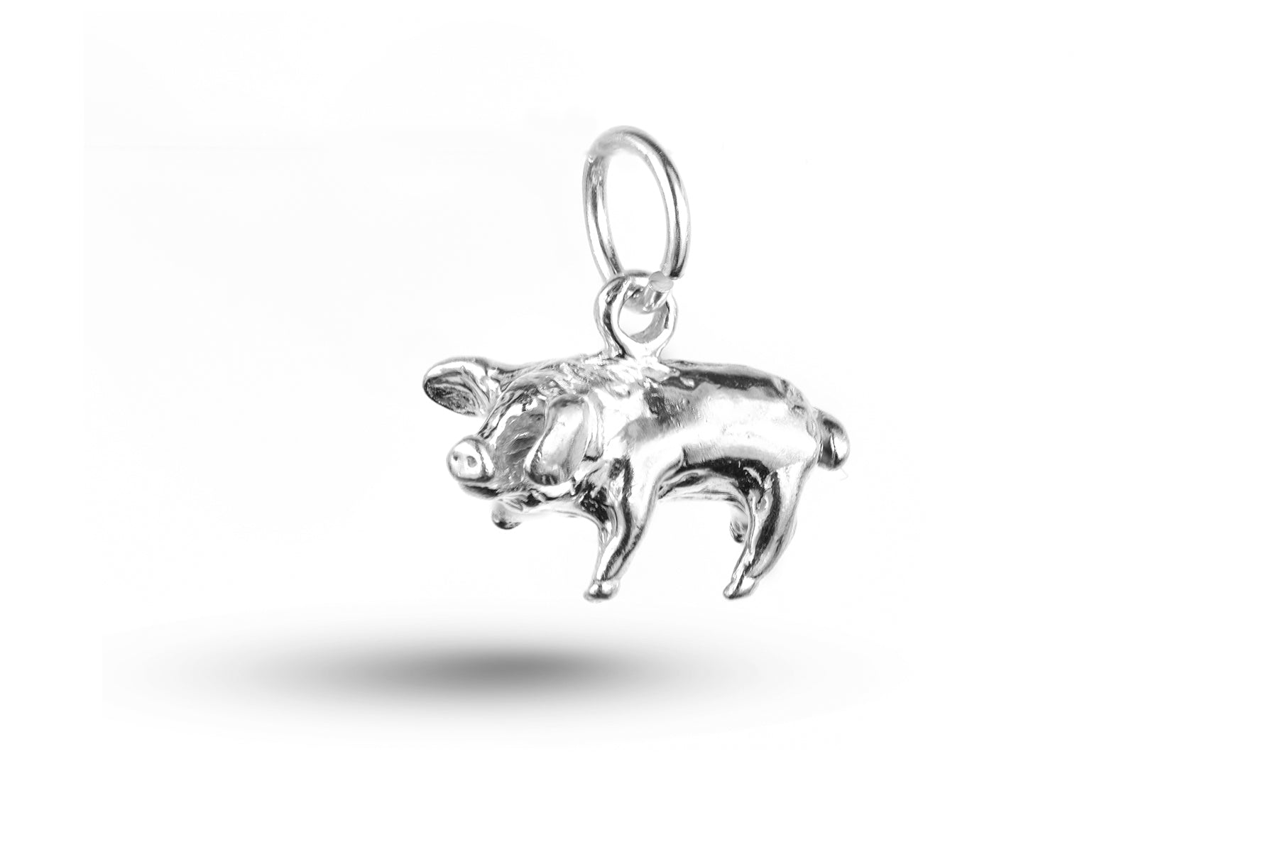 White gold Pig charm.