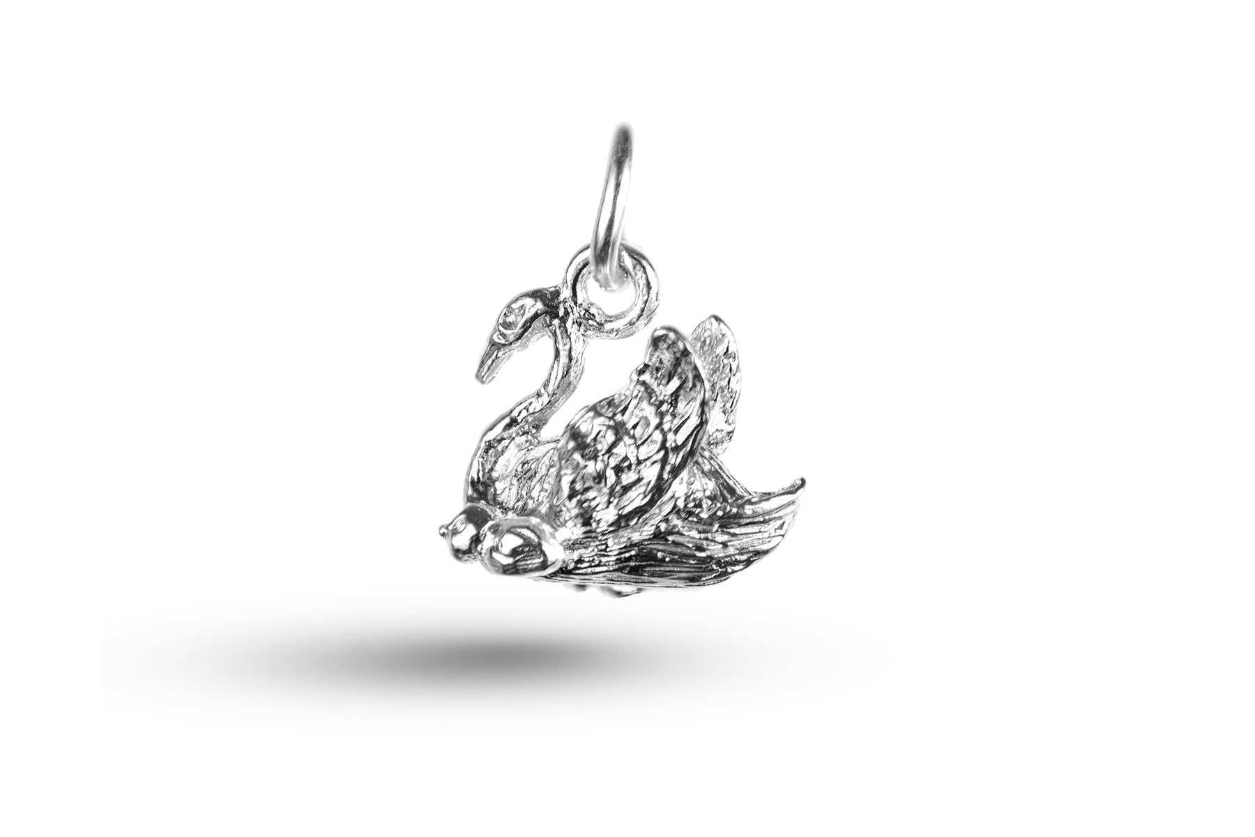 White gold Swan and Cygnet charm.