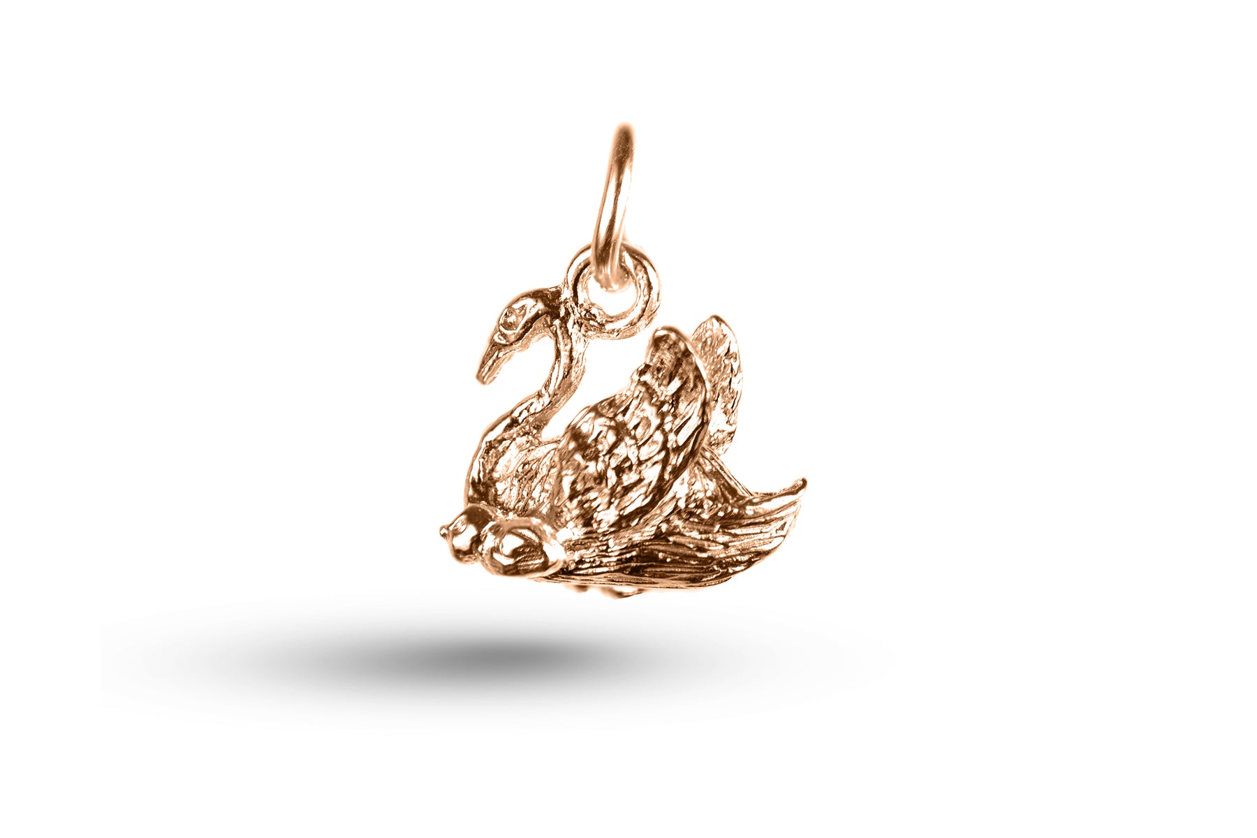 Rose gold Swan and Cygnet charm.