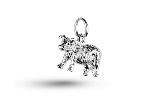 White gold Cow charm.