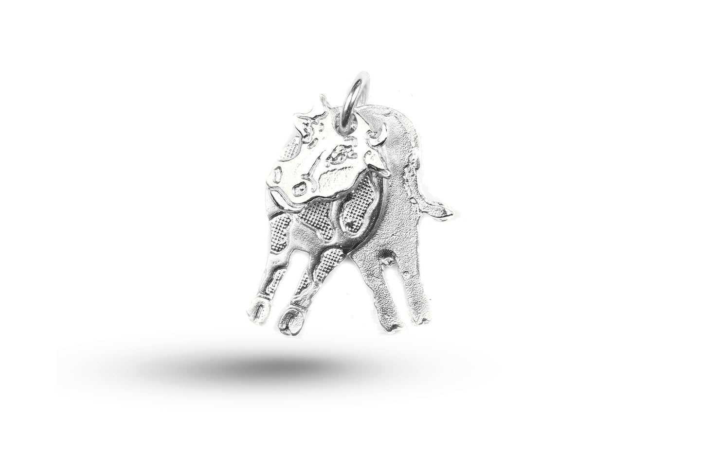 White gold Movable Cow charm.