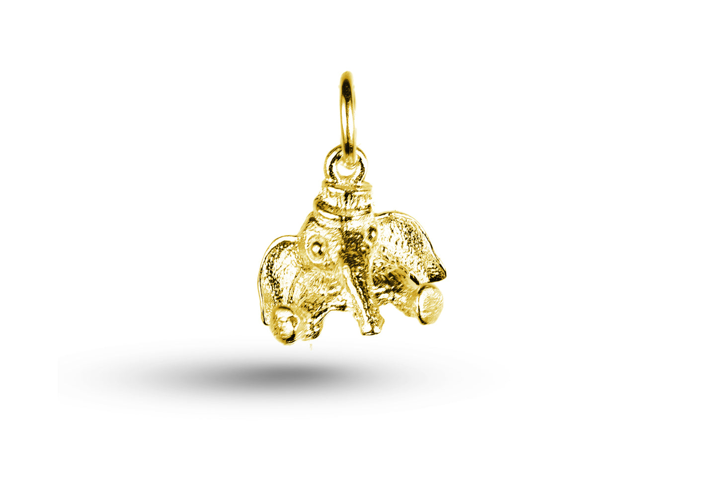 Luxury yellow gold baby elephant and dummy charm.