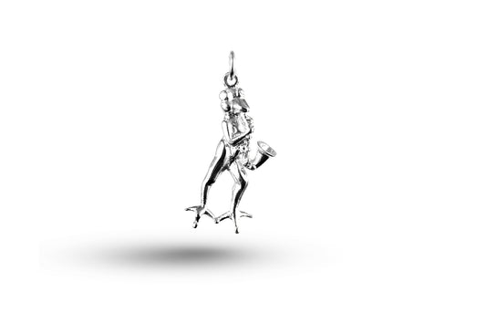 White gold Frog with Saxophone and Note charm.