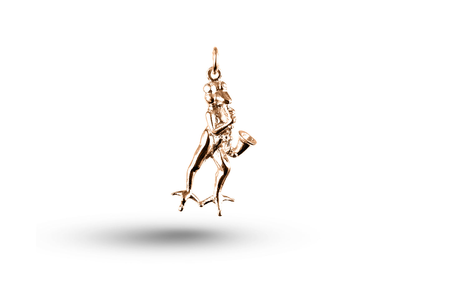 Rose gold Frog with Saxophone and Note charm.